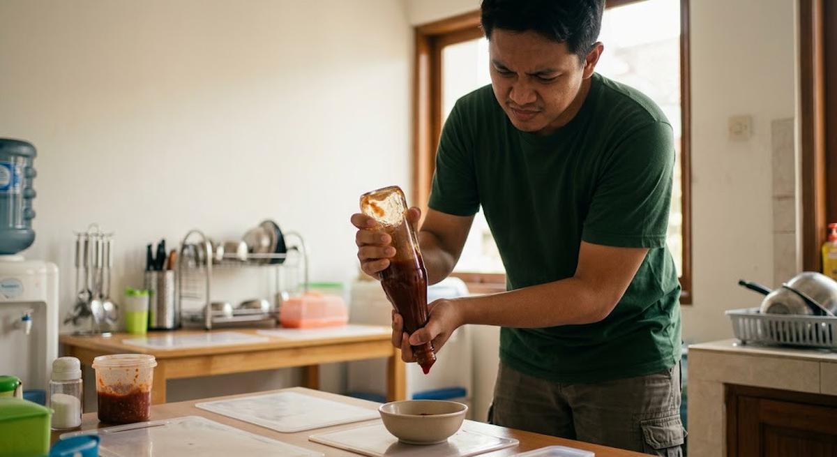Cara Mengambil Saus Sambal yang Sulit Keluar dari Botol