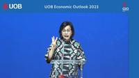 Menteri Keuangan Sri Mulyani Indrawati dalam UOB Annual Economic Outlook 2023 bertajuk &ldquo;Emerging Stronger in Unity and Sustainably&rdquo;, Kamis (29/9/2022).