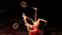 Linda Wenifanetri yang sukses melibas unggulan keempat asal Taiwan, Tai Tzu Ying, dalam pertandingan seru tiga gim 14-21, 22-20, 21-12. (Bola.com/Arief Bagus)