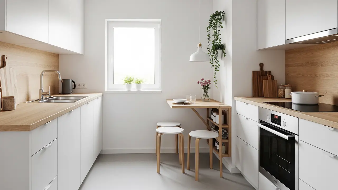 Dapur Minimalis 3x2 Tetap Lega dengan Meja Makan Mini (AI Generated)