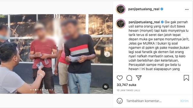 Panji Petualang Tindak Pengamen Topeng Monyet yang Siksa Monyetnya