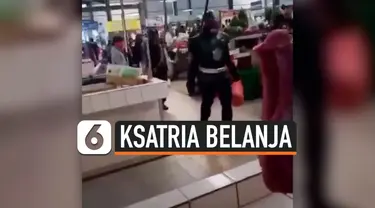 BIKIN HEBOH, AKSI KSATRIA BAJA HITAM BELANJA DI PASAR