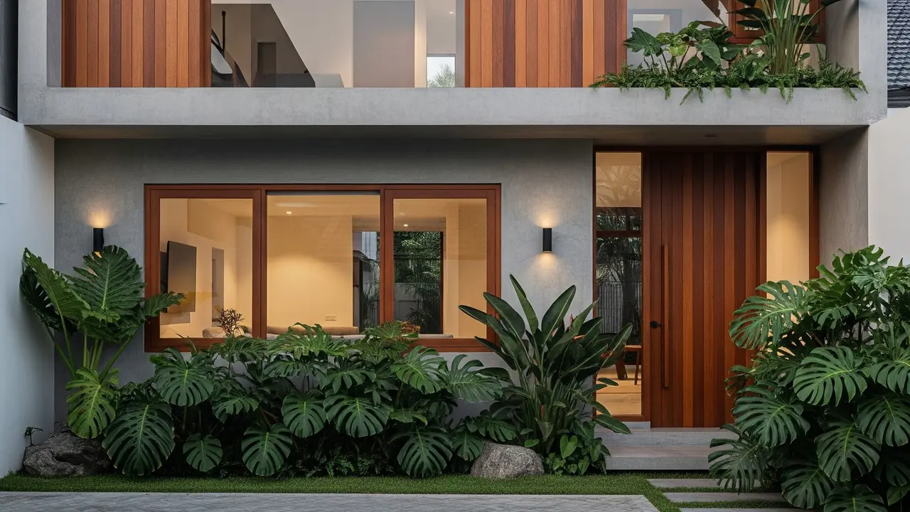 Rumah Model Kontemporer Tropis (Gemini AI)
