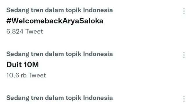 Kembalinya Arya Saloka ke sinetron Ikatan Cinta jadi trending topic Twitter Indonesia (Foto: Twitter)