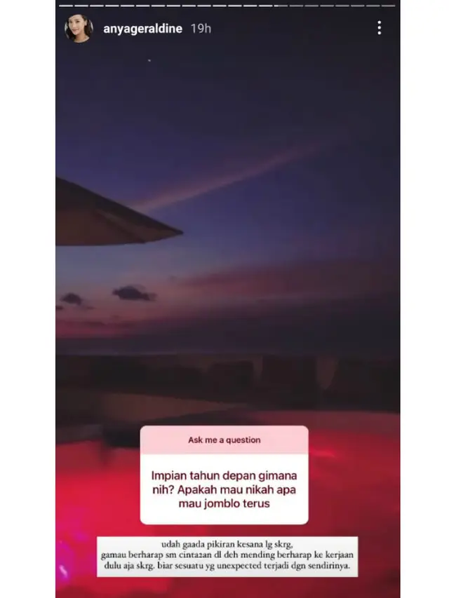 Instastory Anya Geraldine