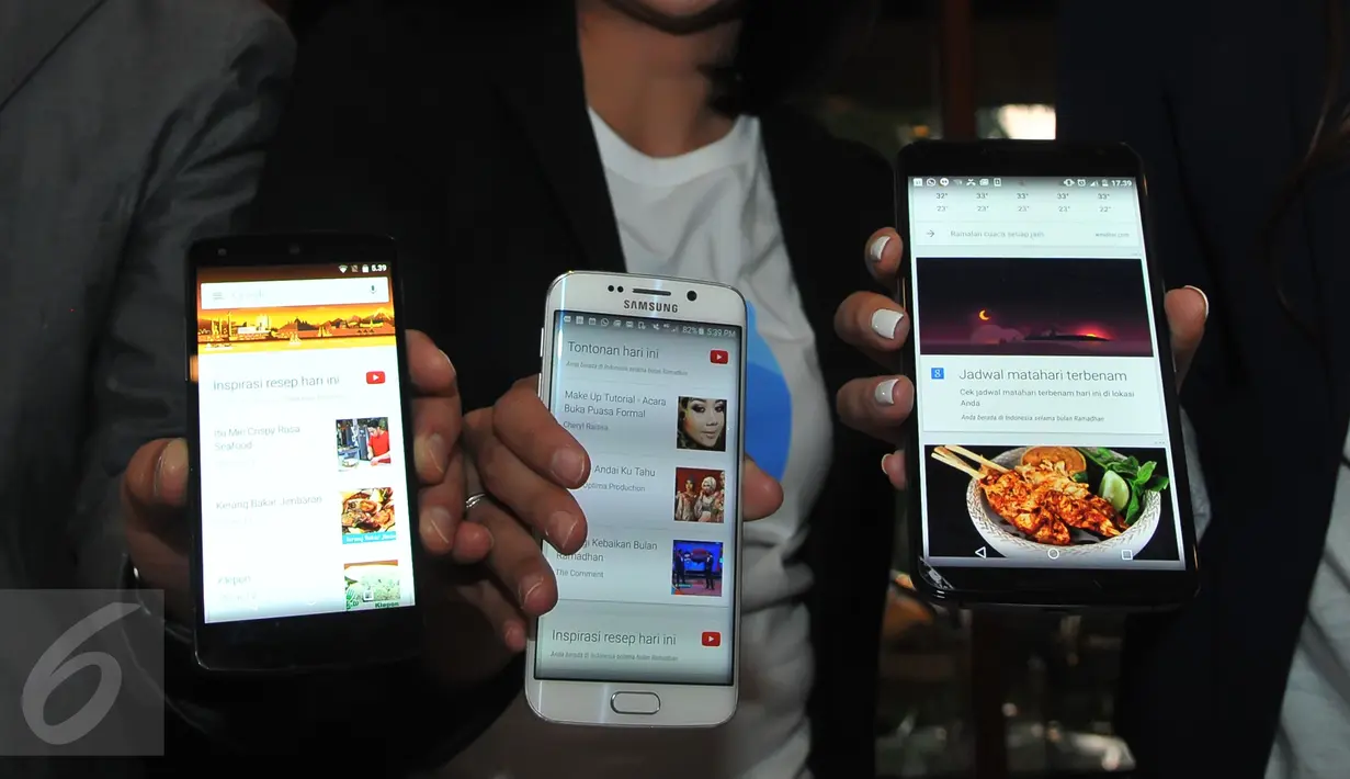 Google App meluncurkan fitur terbarunya "Kartu Now" di Jakarta, Senin (29/6). Kartu Now ini bertujuan membantu pengguna menemukan beragam informasi yang paling dicari selama Ramadan. (Liputan6.com/Herman Zakharia) 