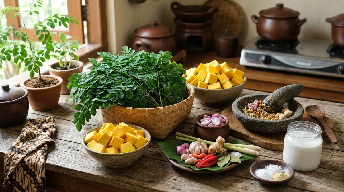 Resep Sayur Bobor Daun Kelor dengan Labu Kuning (AI Generated)