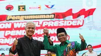 Bakal calon wakil presiden (cawapres) pendamping Ganjar Pranowo dan Menko Polhukam) Mahfud MD acara pengumuman bakal calon wakil presiden pada Pilpres 2024 di Kantor DPP PDIP, Jakarta, Rabu (18/10/2023).   (Liputan6.com/Faizal Fanani)
