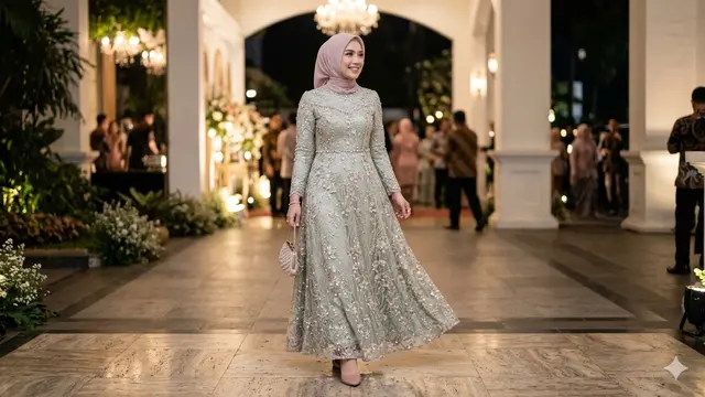 Model Gamis Brokat Full Payet Terbaru (Foto: Gemini AI)