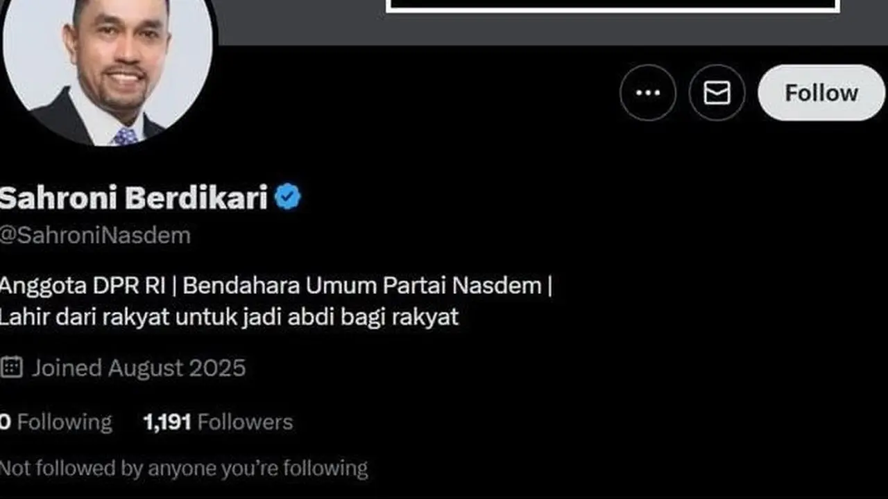 Ketua Fraksi NasDem, Viktor Bungtilu Laiskodat  menyoroti akun X bernama 'Sahroni Berdikari' yang dikaitkan dengan Ahmad Sahroni, adalah palsu.