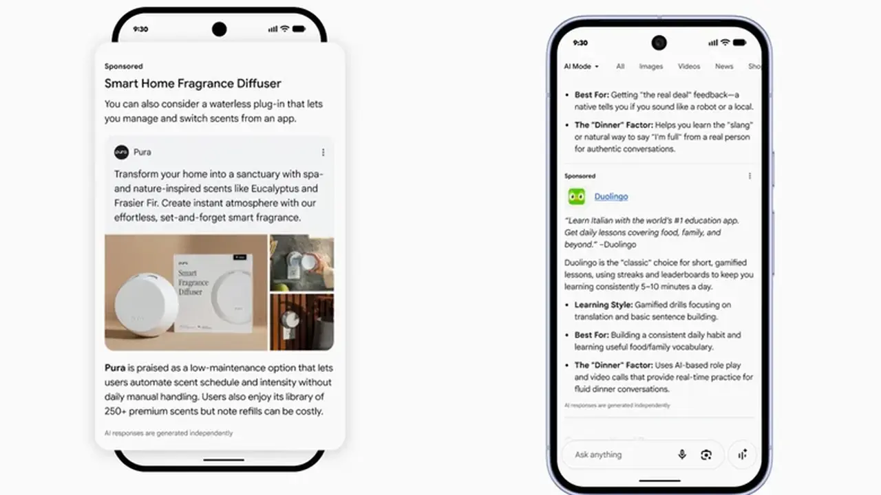 Google Search dengan iklan berbasis AI. Credit: Google