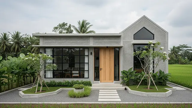 Model Rumah Semen Ekspos Sederhana tapi Terlihat Mahal di Desa/Gemini AI