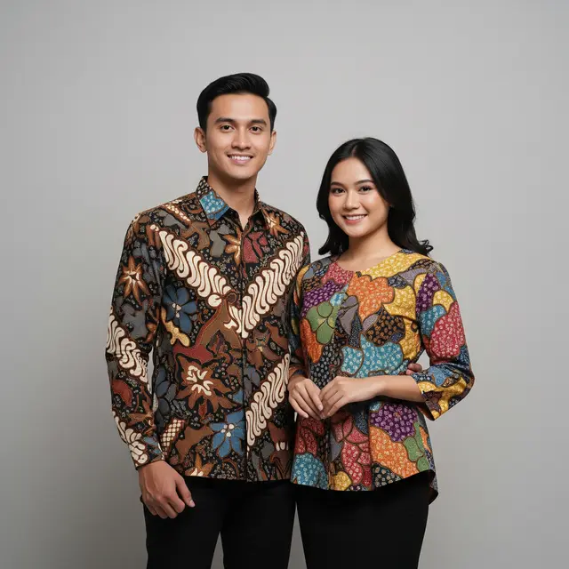 Atasan batik couple terbaru untuk 2026 model warisan dalam interpretasi abstrak
