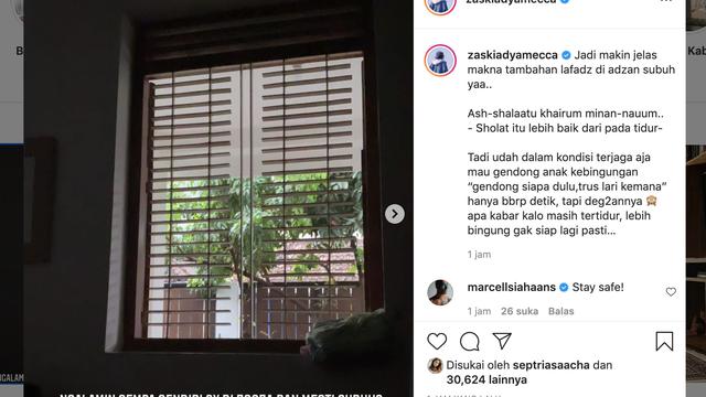 Unggahan Zaskia Adya Mecca. (Foto: Instagram @zaskiadyamecca)