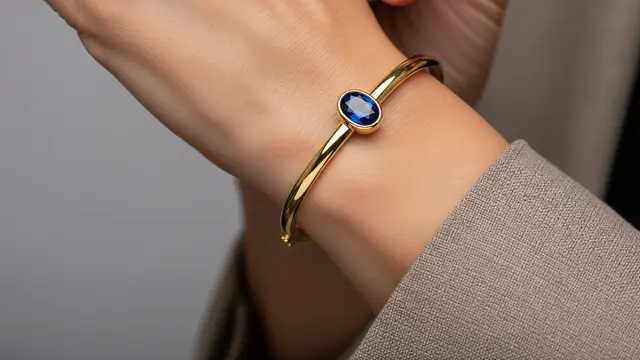 Gelang Emas Kuning dengan Batu Safir Biru