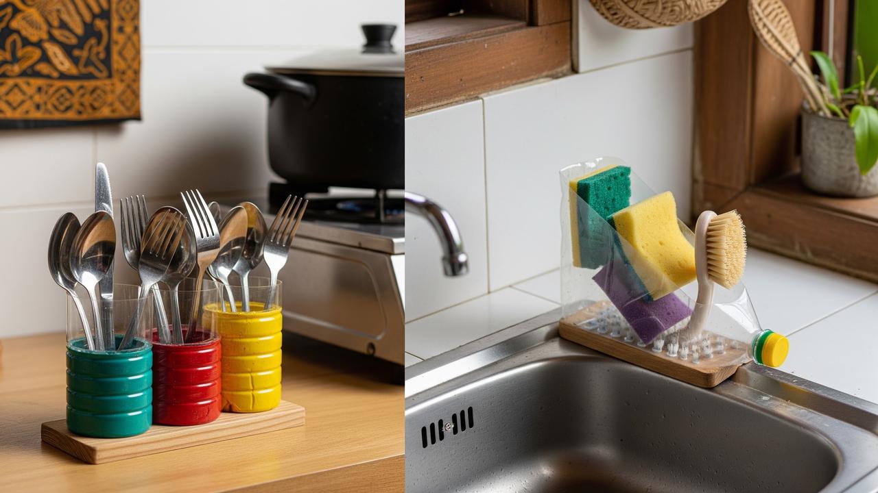 Ide Organizer Dapur dari Botol Minyak Bekas (AI Generated)