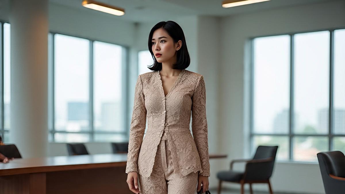 8 Outfit Baju Brokat Bawahan Celana Simpel untuk Wanita Masa Kini, Lagi Tren di 2025