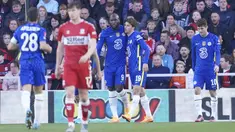 Penyerang Chelsea, Romelu Lukaku melakukan selebrasi usai mencetak gol ke gawang Middlesbrough pada pertandingan perempat final Piala FA di Stadion Riverside, di Middlesbrough, Inggris, Minggu (20/3/2022). Chelsea menang atas Middlesbroug  2-0. (AP Photo/Jon Super)
