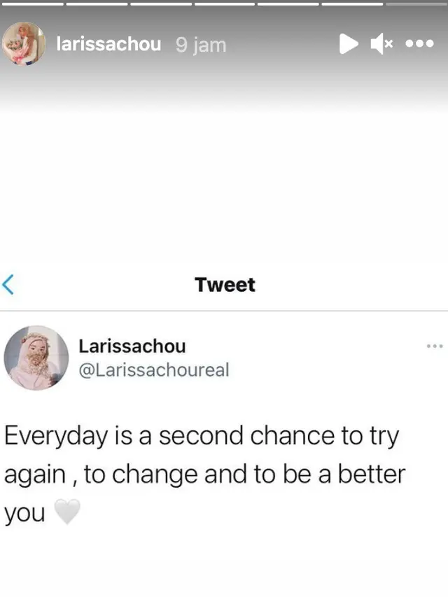 Unggahan Larissa Chou. (Foto: Instagram @larissachou)