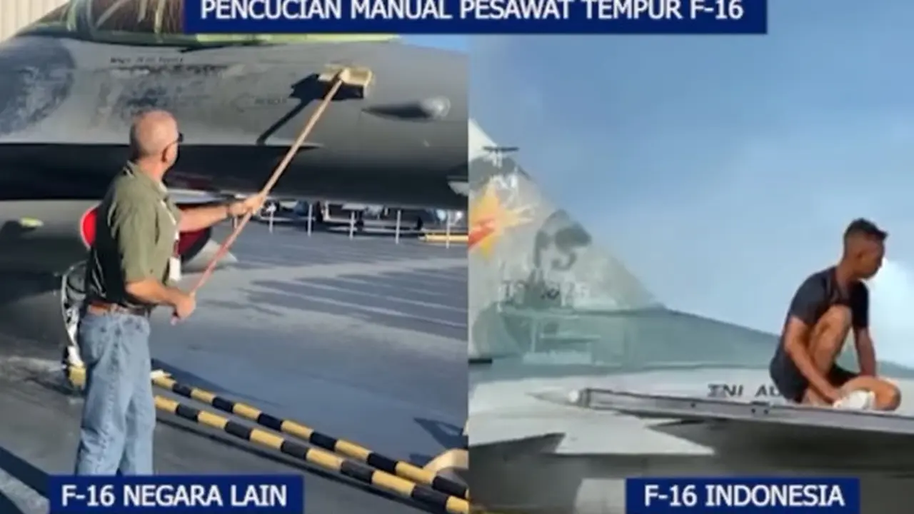 Viral Video Jet Tempur F-16 Dicuci Manual