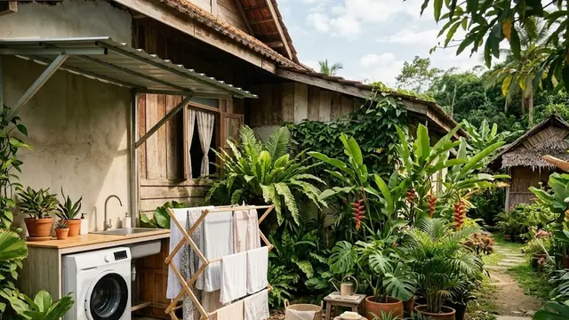 Jemuran Outdoor Menyatu dengan Taman Belakang