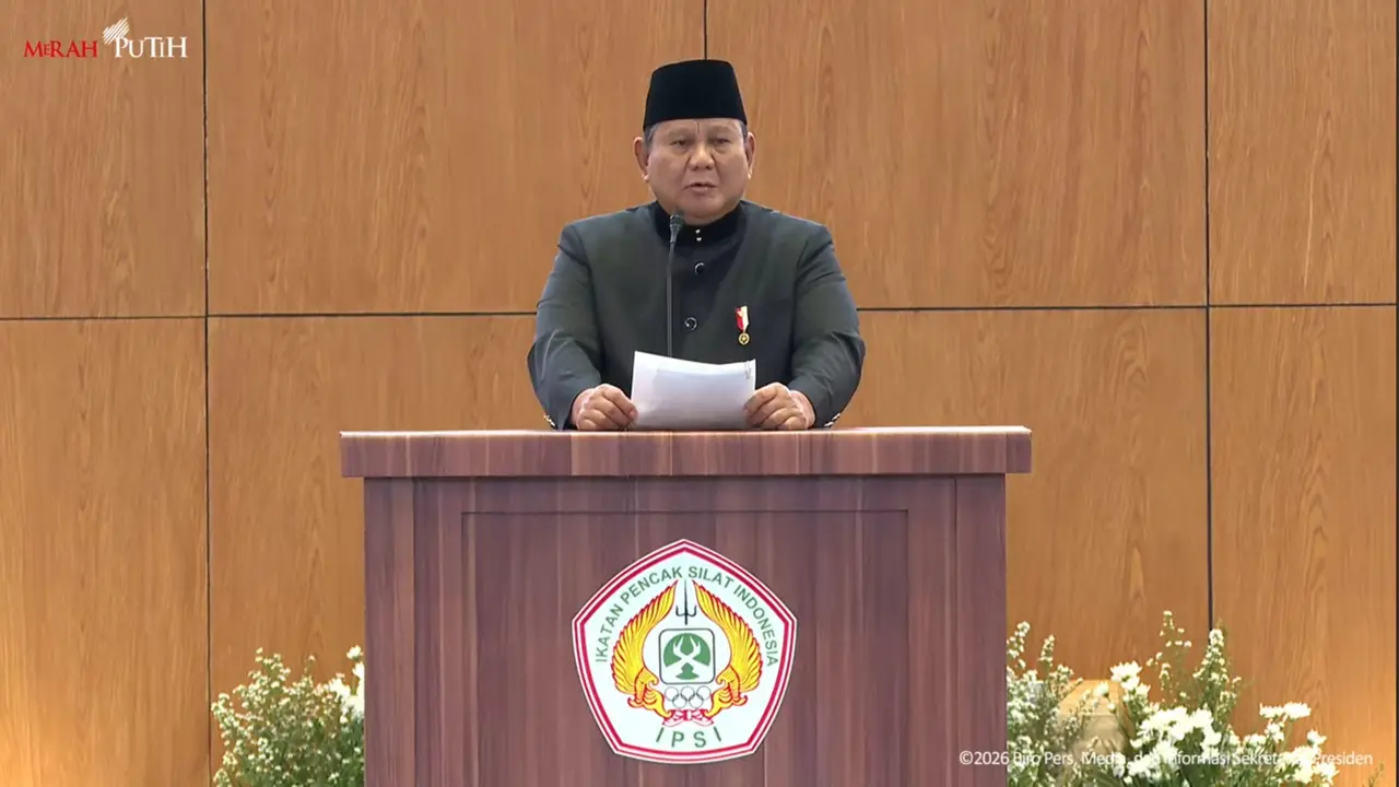 Presiden Prabowo Subianto saat meresmikan pembukaan Munas XVI PB IPSI di Jakarta, Sabtu (11/4/2026) (Liputan6.com/Lizsa Egeham)