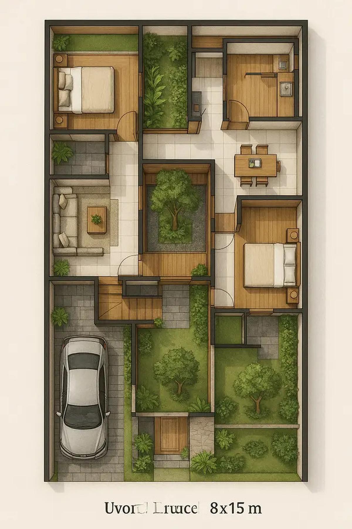 5 Desain Denah Rumah Mewah Ukuran 8x15 m, Bisa Jadi Referensi