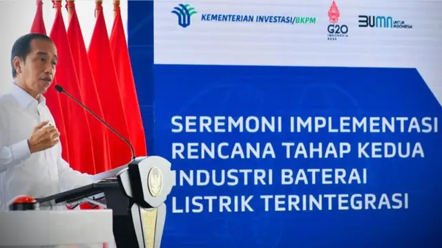 Jokowi Resmikan Pembangunan Industri Baterai Terintegrasi di Batang ( BPMI Setpres/Laily Rachev)