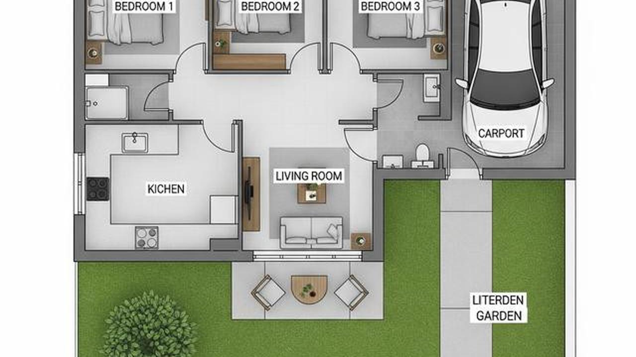 7 Denah Rumah 8x15 m dengan 3 Kamar Tidur untuk Keluarga Muda, Nyaman dan Hemat Ruang
