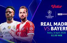 Live Streaming Perempat Final Liga Champions Leg Pertama: Real Madrid vs Bayern Munchen, Tayang di Vidio