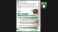 Cek Fakta: Hoaks Link Pendaftaran untuk Dapatkan BLT UMKM Sebesar Rp 5 Juta