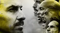 Ilustrasi - Zlatan Ibrahimovic duel dengan Edinson Cavani, Rafael van der Vaart, Romelu Lukaku, dan Oguchi Onyewu (Bola.com/Adreanus Titus)