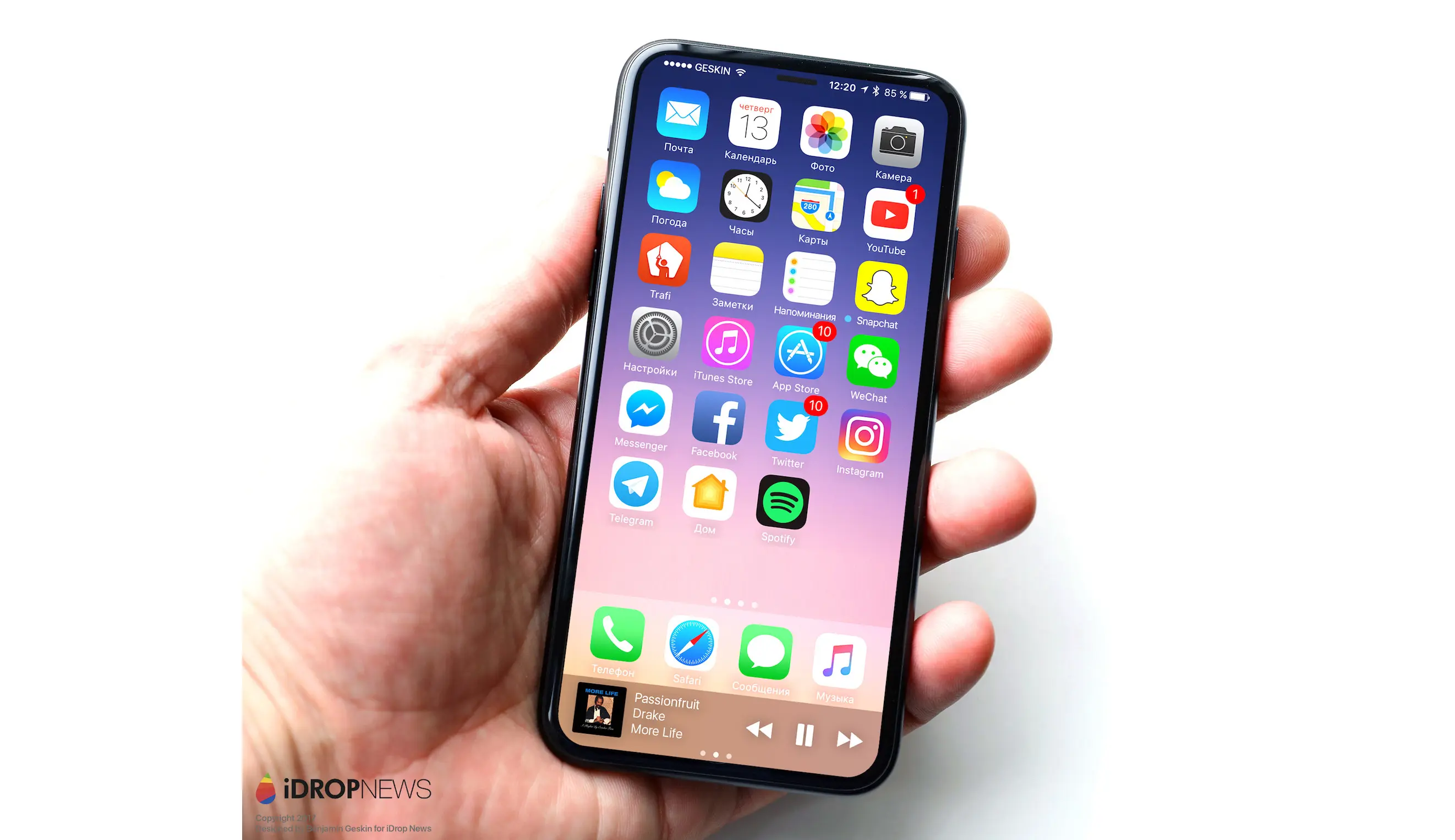 Prototipe iPhone 8 berdasarkan hasil deskripsi karyawan Foxconn (Sumber: iDropNews)