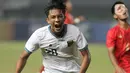 Pemain depan Timnas Indonesia U-19, Rabbani Tasnim Siddiq merayakan golnya pada laga terakhir grup A Piala AFF U-19 2022 melawan Myanmar U-19 di Stadion Patriot Candrabhaga, Bekasi, Jawa Barat, Minggu (10/7/2022). Timnas Indonesia U-19 tampil menguasai lapangan dan berhasil menundukkan Myanmar U-19 dengan skor 5-1. (Liputan6.com/Helmi Fithriansyah)