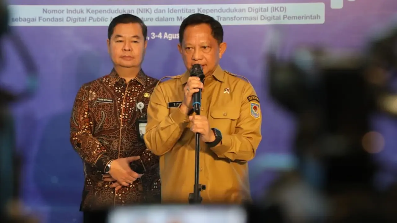 Menteri Dalam Negeri (Mendagri) Muhammad Tito Karnavian usai membuka Rapat Koordinasi Nasional (Rakornas) Dukcapil dan Rilis Data Kependudukan Semester I Tahun 2026 di Birawa Assembly Hall, Hotel Bidakara, Jakarta.