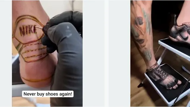 Capek Beli Sepatu Baru, Pria Ini Tato Sepatu di Kedua Kakinya