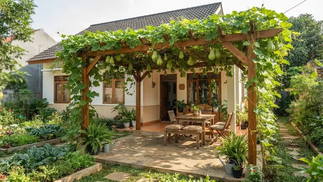 Ide Pergola dari Tanaman Sayur Rambat