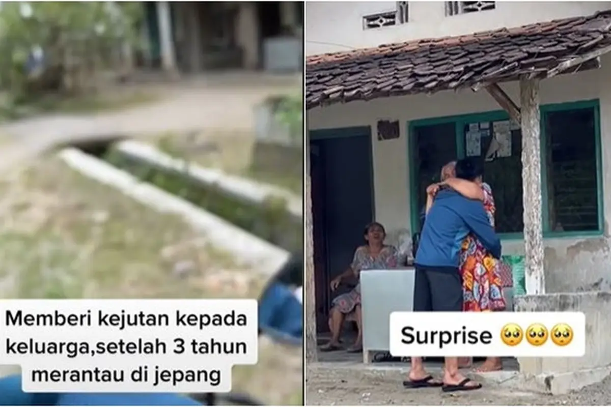 Pria Ini Beri Kejutan Sang Ibu Usai Pulang Merantau 3 Tahun di Jepang, Bikin Haru