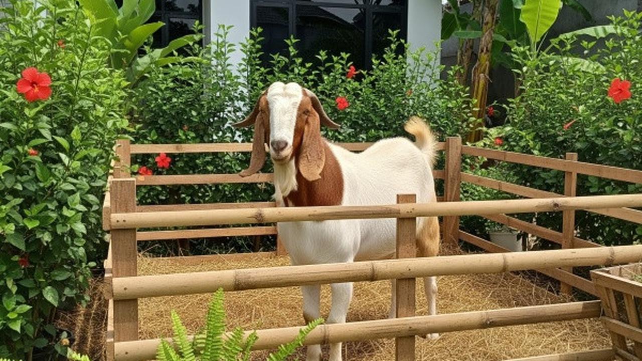 Ilustrasi Beternak Kambing Etawa di Belakang Rumah/Gemini AI