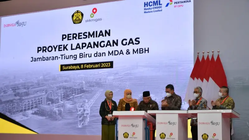 Wakil Presiden RI, KH. Ma’ruf Amin meresmikan gas onstream Lapangan MDA-MBH HCML, di Surabaya, Jawa Timur