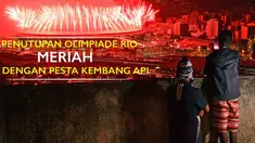 Olimpiade Rio 2016 resmi ditutup dengan dimeriahkan oleh pesta kembang api di Stadion Maracana, Rio de Janeiro, Brasil pada Minggu (21/8/2016).