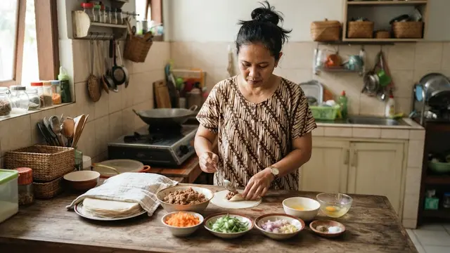 Membuat Lumpia Isi Daging Giling yang Gurih