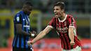 Pada menit ke-89, Matteo Gabbia mencetak gol penentu kemenangan AC Milan atas Inter Milan. (Gabriel BOUYS/AFP)