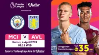 Manchester City vs Aston Villa, Kamis, 4 April 2024. (Sumber: Dok. Vidio.com)