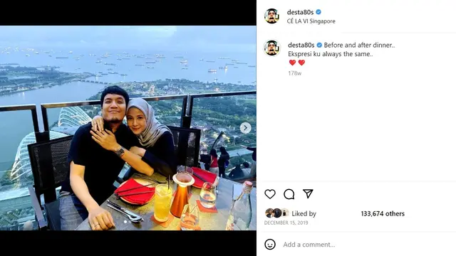 Momen indah kebersamaan Natasha Rizky dan Desta. (Foto: Instagram/desta80s)