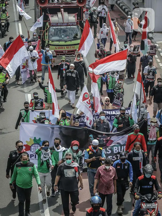 FOTO: Aksi Solidaritas Buruh untuk Rakyat Palestina