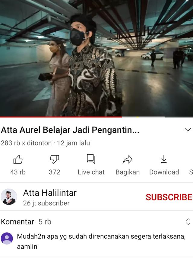 Unggahan Atta Halilintar. (Foto: YouTube Atta Halilintar)