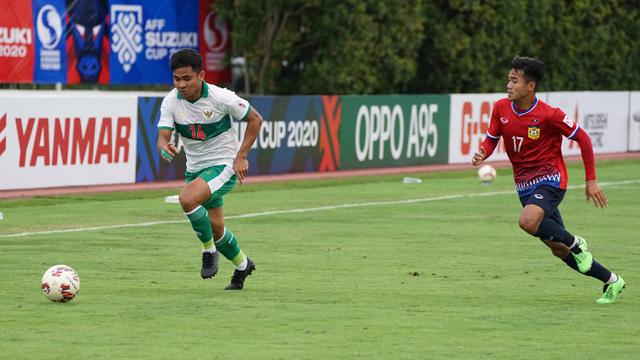 Asnawi Mangkualam dan kawan-kawan tampil dominan sejak awal laga menghadapi Laos pada partai kedua Grup B di Stadion Bishan, Singapura, Minggu (12/12/2021). (Dok. PSSI)