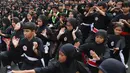 Pesilat dari berbagai perguruan silat se-Jabodetabek mengikuti Flash Mob Pencak Silat saat kegiatan CFD di kawasan Bundaran HI Jakarta, Minggu, 9 Agustus 2026. (KLY/Arie Basuki)