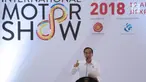 Presiden RI, Joko Widodo memberi sambutan pembuka Indonesia International Motor Show 2018 di JIExpo, Jakarta, Kamis (19/4). 38 merek kendaraan dipamerkan dan lebih dari 350 perusahaan ikut dalam IIMS 2018. (Liputan6.com/Helmi Fithriansyah)